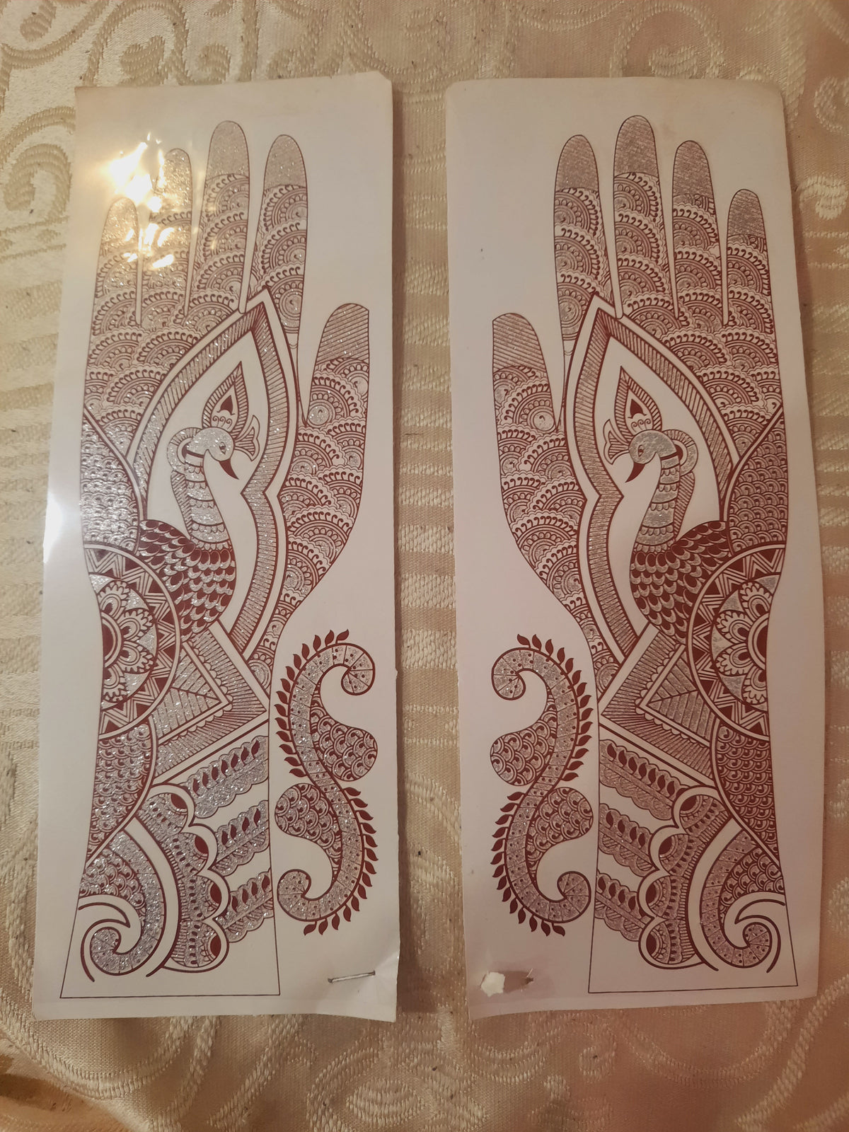 Henna stencils peacock-motif temporary mehndi transfer stickers original mehndi color stencil