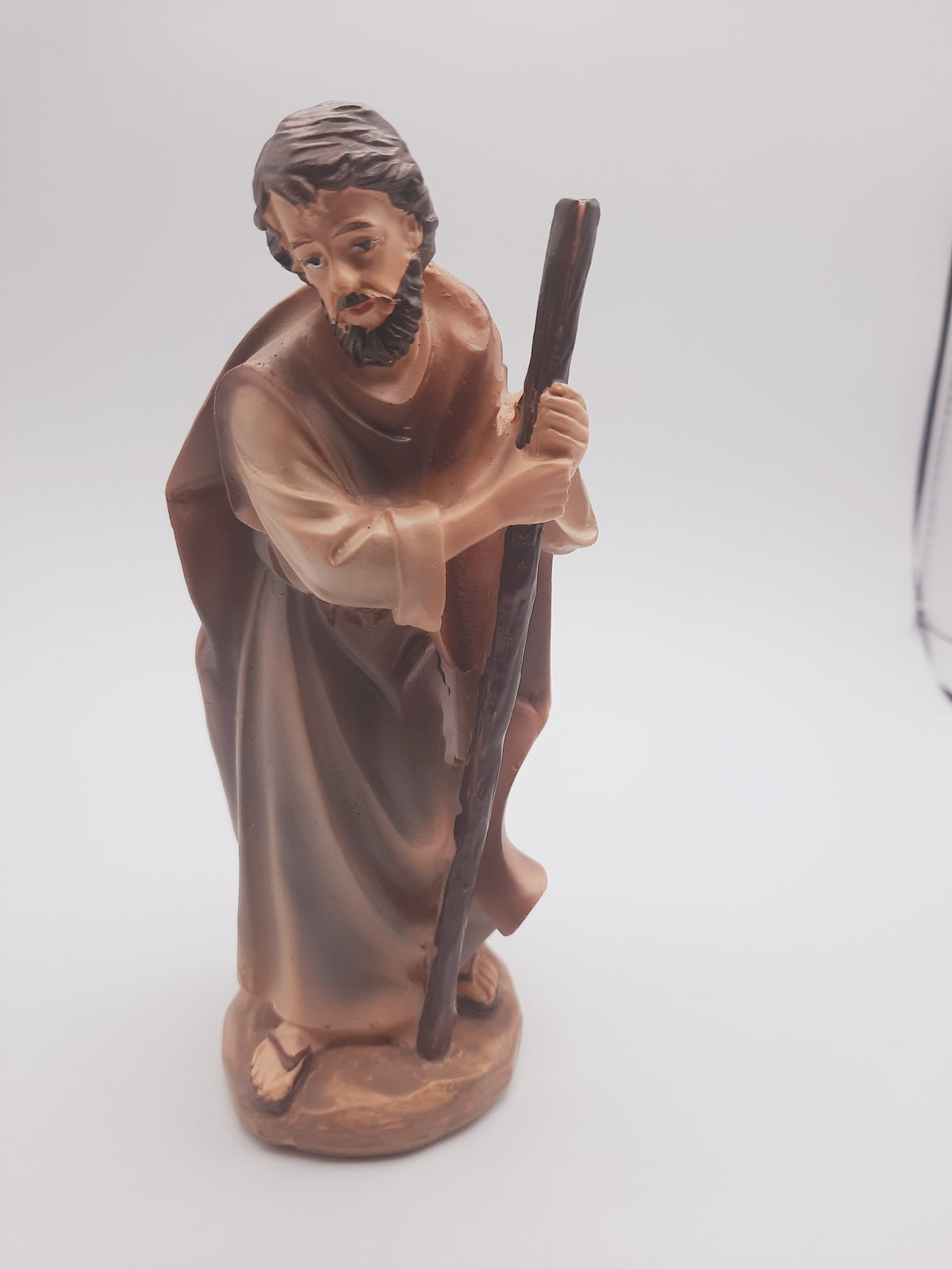 Saint Joseph figurine typically used in Christmas nativity or crèche displays