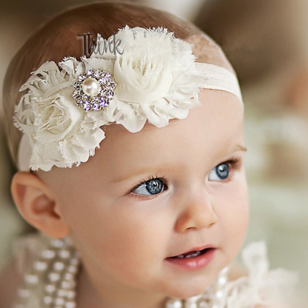 Bandeau Souple Turban pour Cheveux Enfants Nouveau-né Bandeau Bébé Fille Accessoires Fleur Perle Floral Cadeau
