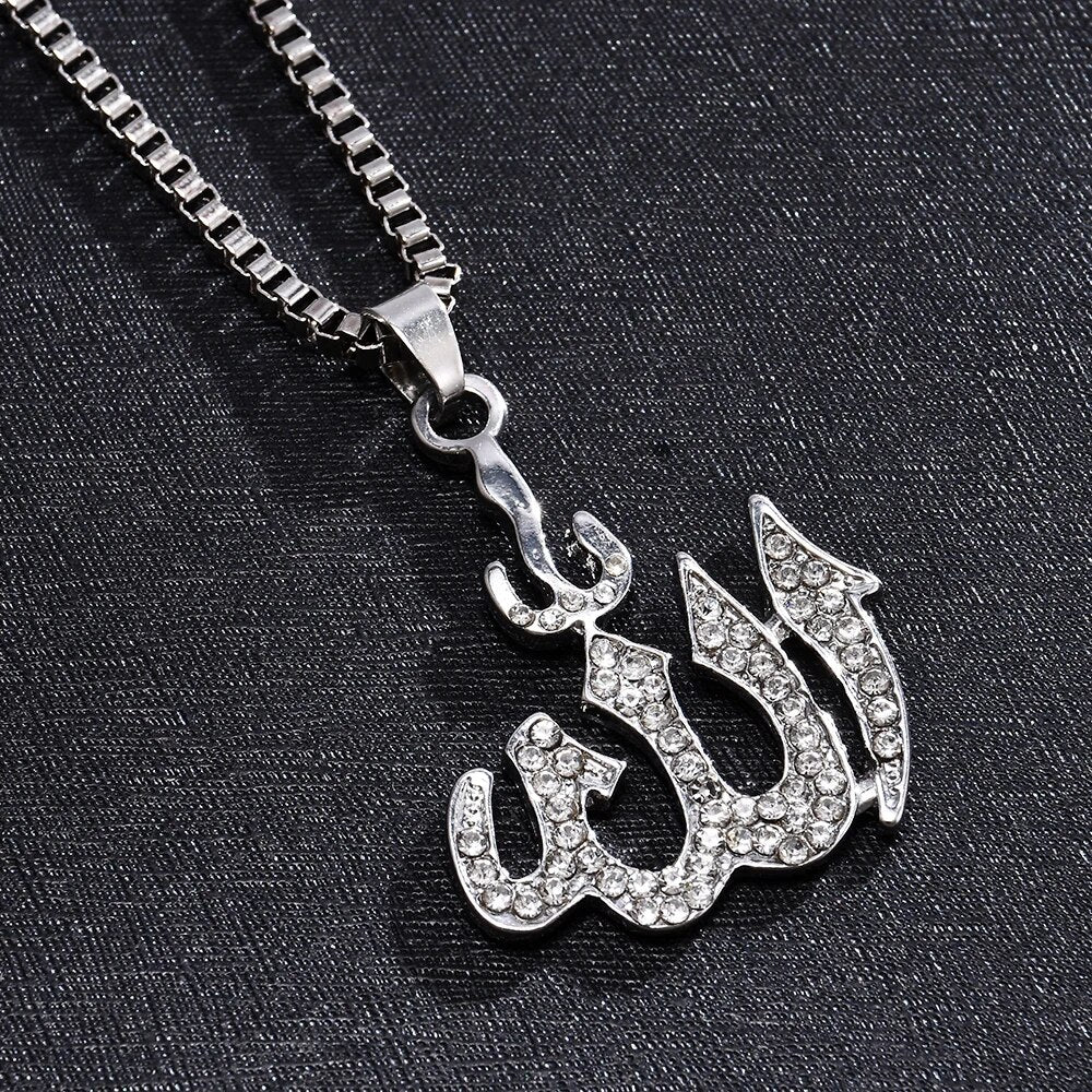 Collier Pendentif Cristal Cadeaux Chaîne de Pull Colliers Meilleurs Cadeaux Allah Plaqué Or Chaîne Collier Ancre Islamique Simulée
