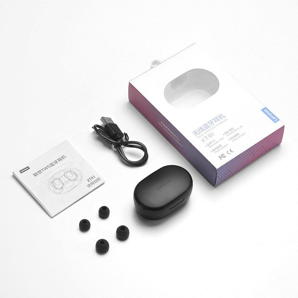 Écouteurs sans fil Bluetooth Lenovo XT91 TWS, casque de jeu à commande IA, basses stéréo avec micro, réduction de bruit