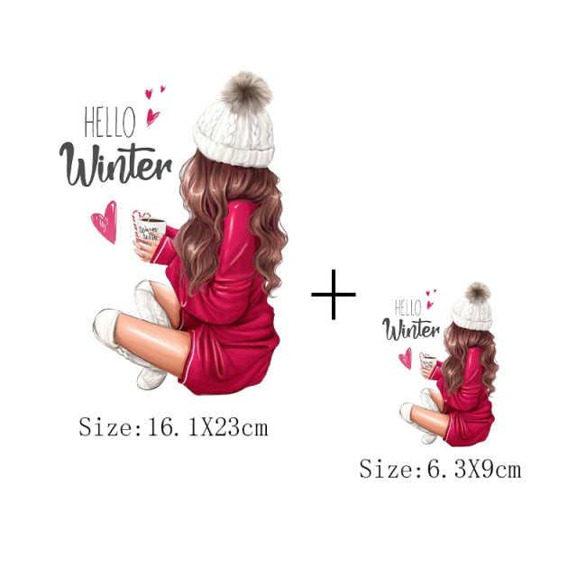 Fashion Lady Thermo Transfer Sticker On Clothes Russian Girl Iron On Patches For T-Shirt Jacket DIY Washable Heat Transfer Patch - NATASHAHS