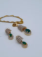 Beautiful zircons and semi precious stones pendant earrings set