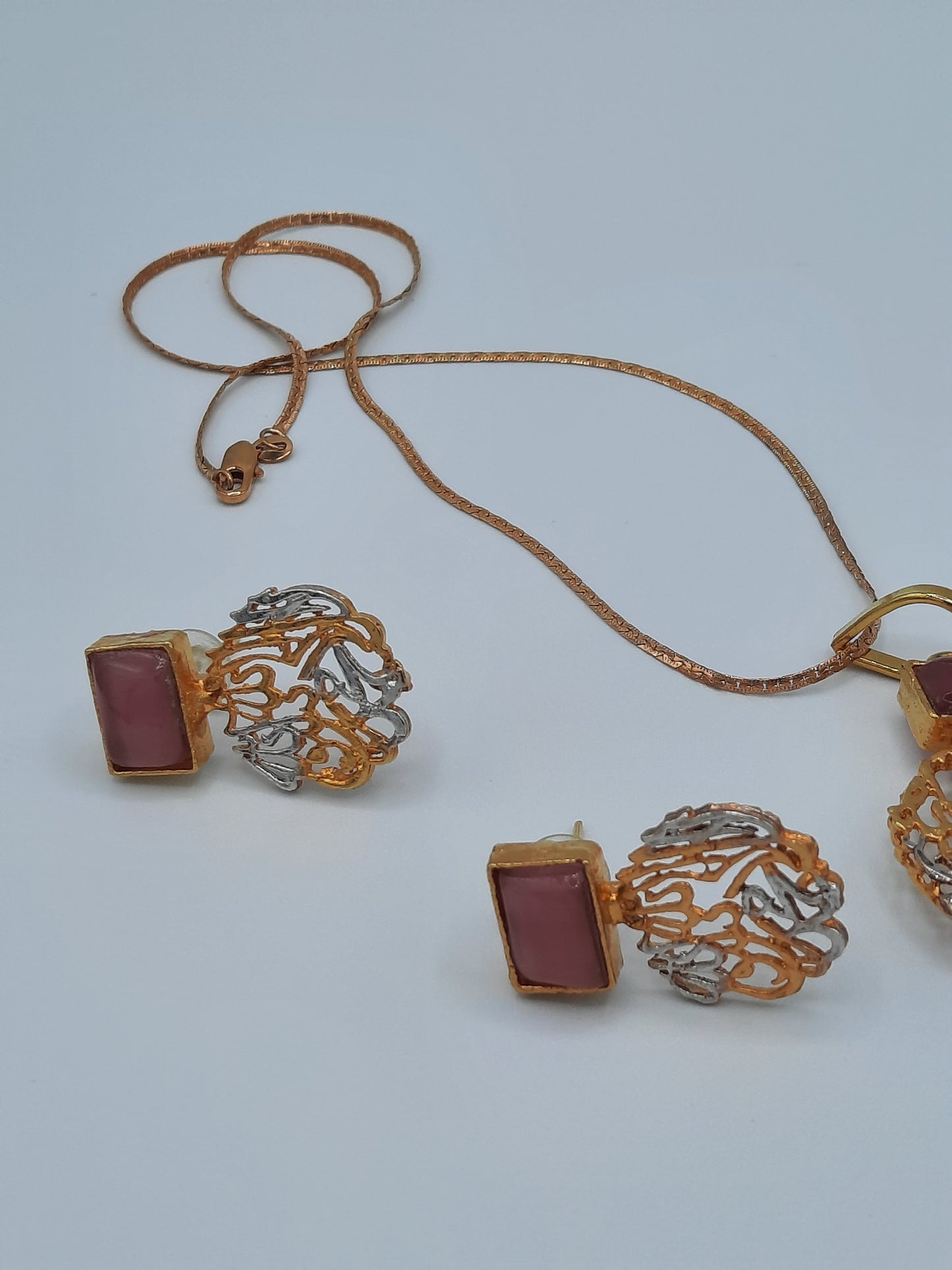 Kalima inscribed religious jewelry 3 pc set imn pink stones - NATASHAHS