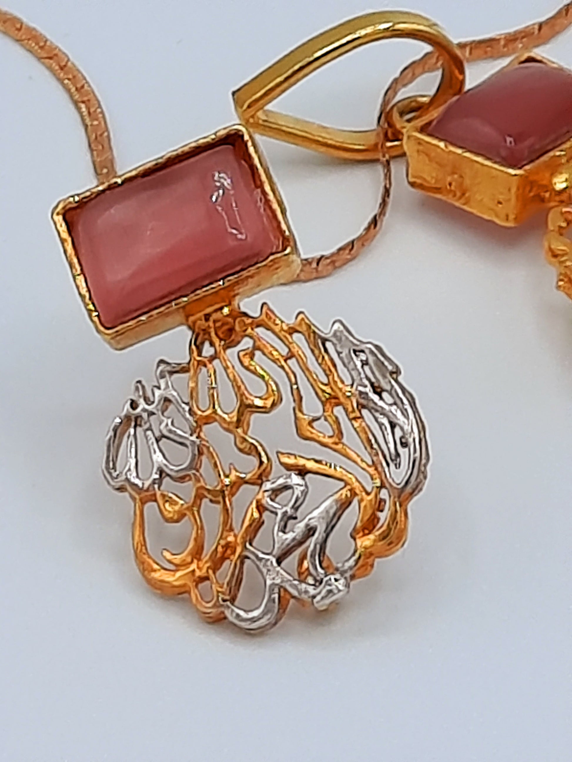 Kalima inscribed religious jewelry 3 pc set imn pink stones - NATASHAHS