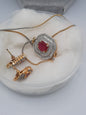 Beautiful zircons and semi precious stones pendant earrings set