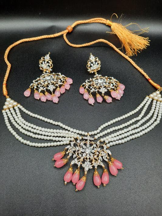 PINK ROYAL STYLE EARRINGS & CHOKER FOR ROYAL PEOPLE - NATASHAHS