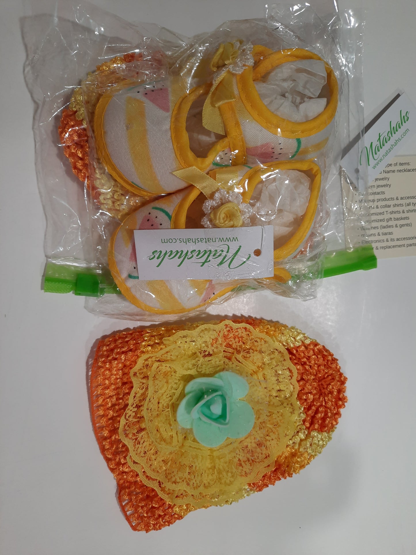 Yellow Baby Headband and Baby socks gift set