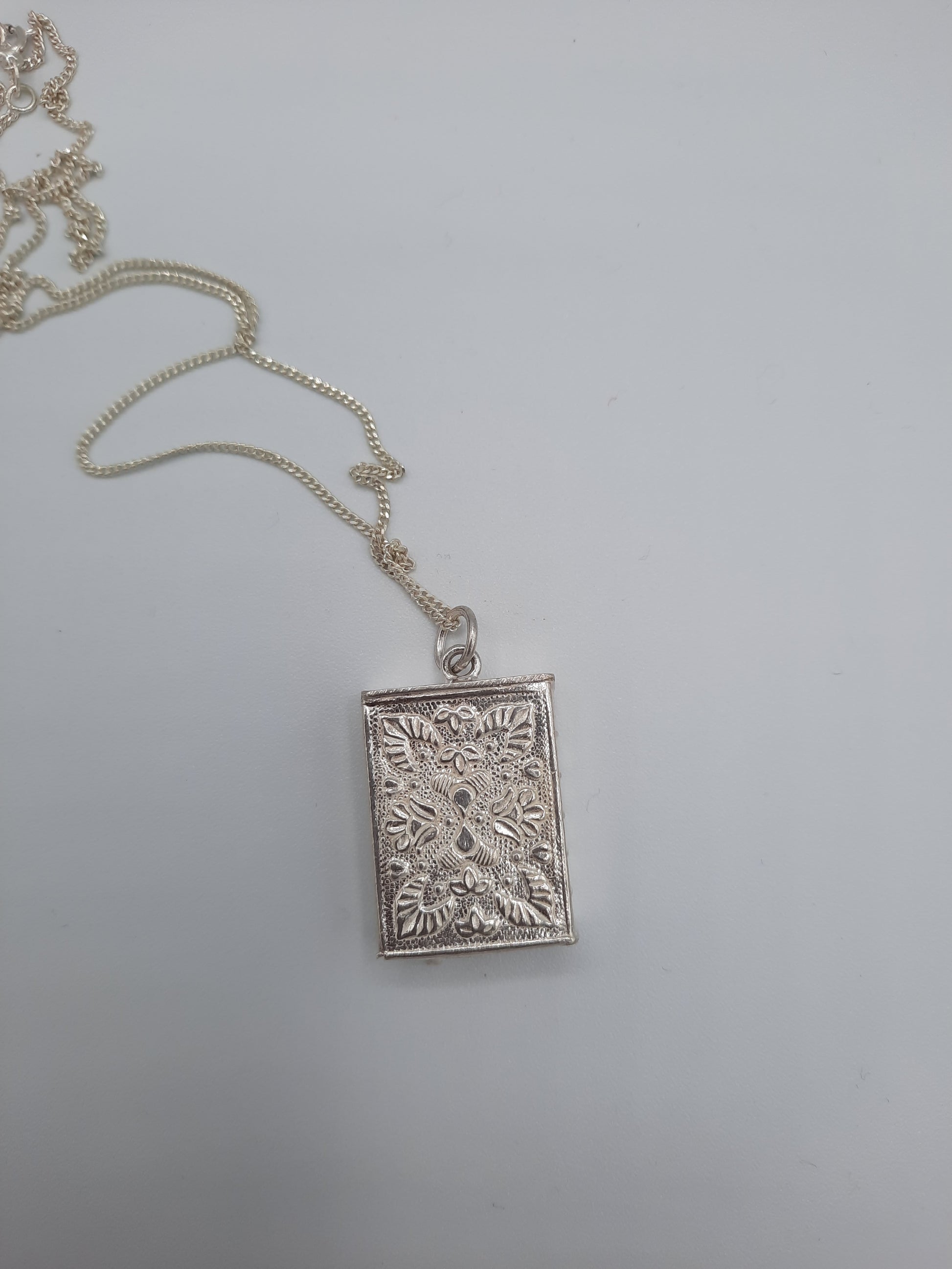 Pure silver metal Holy Book locket pendant necklace with pure silver chain openable - NATASHAHS