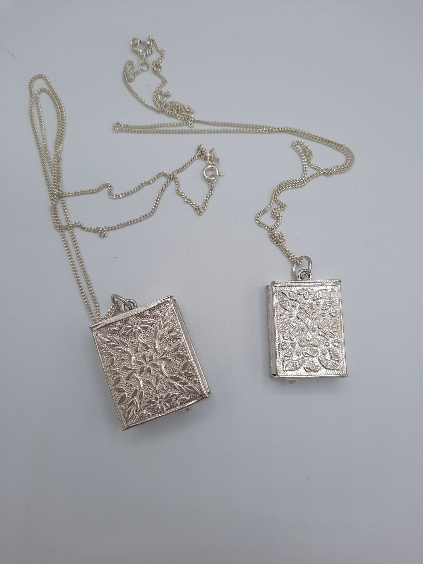 Pure silver metal Holy Book locket pendant necklace with pure silver chain openable - NATASHAHS