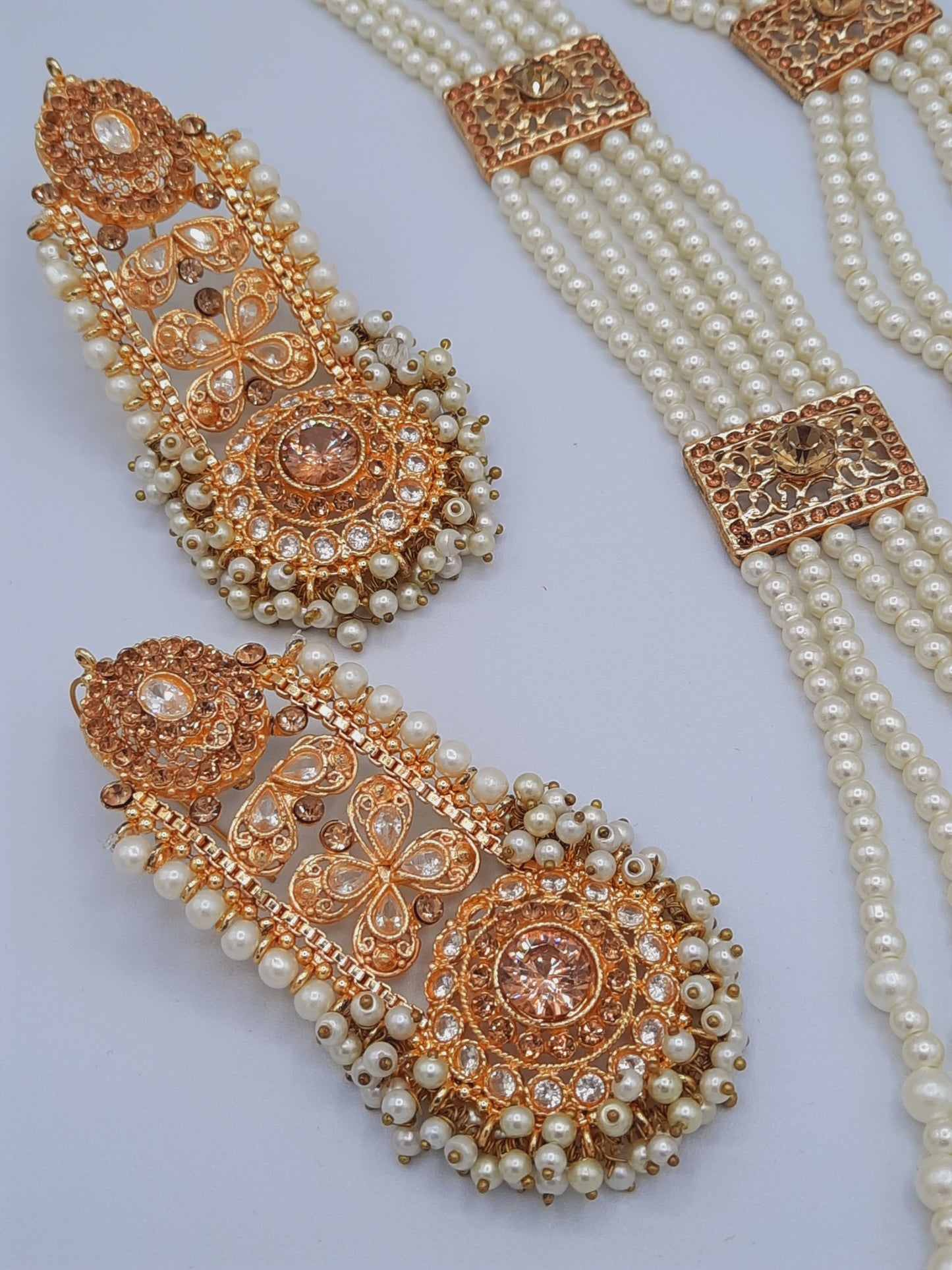 Bridal Bold Style Earrings with long necklace - NATASHAHS