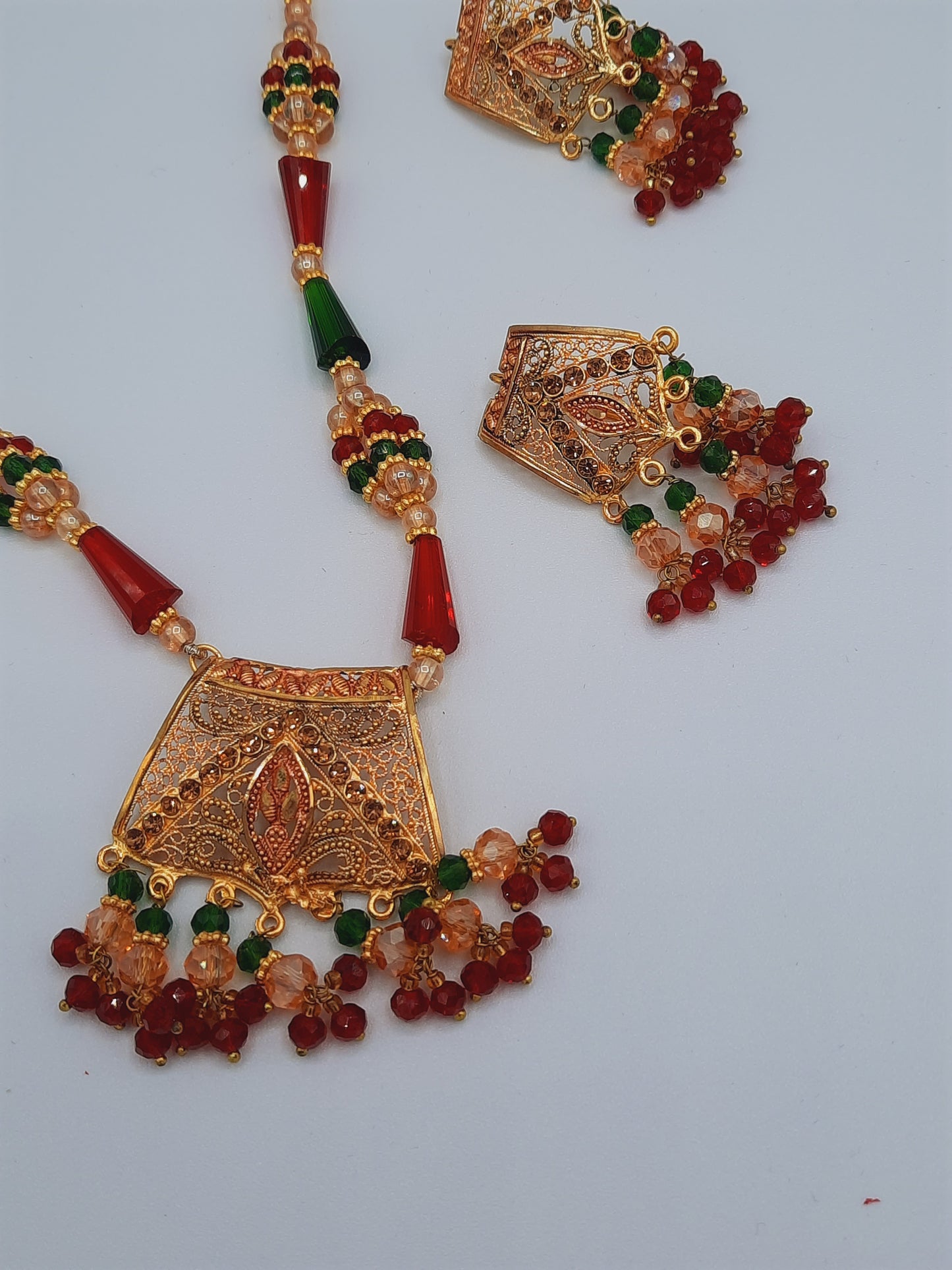 24k gold-plated imitation gold set with red and green combination looks like real gold ideal for gift - NATASHAHS