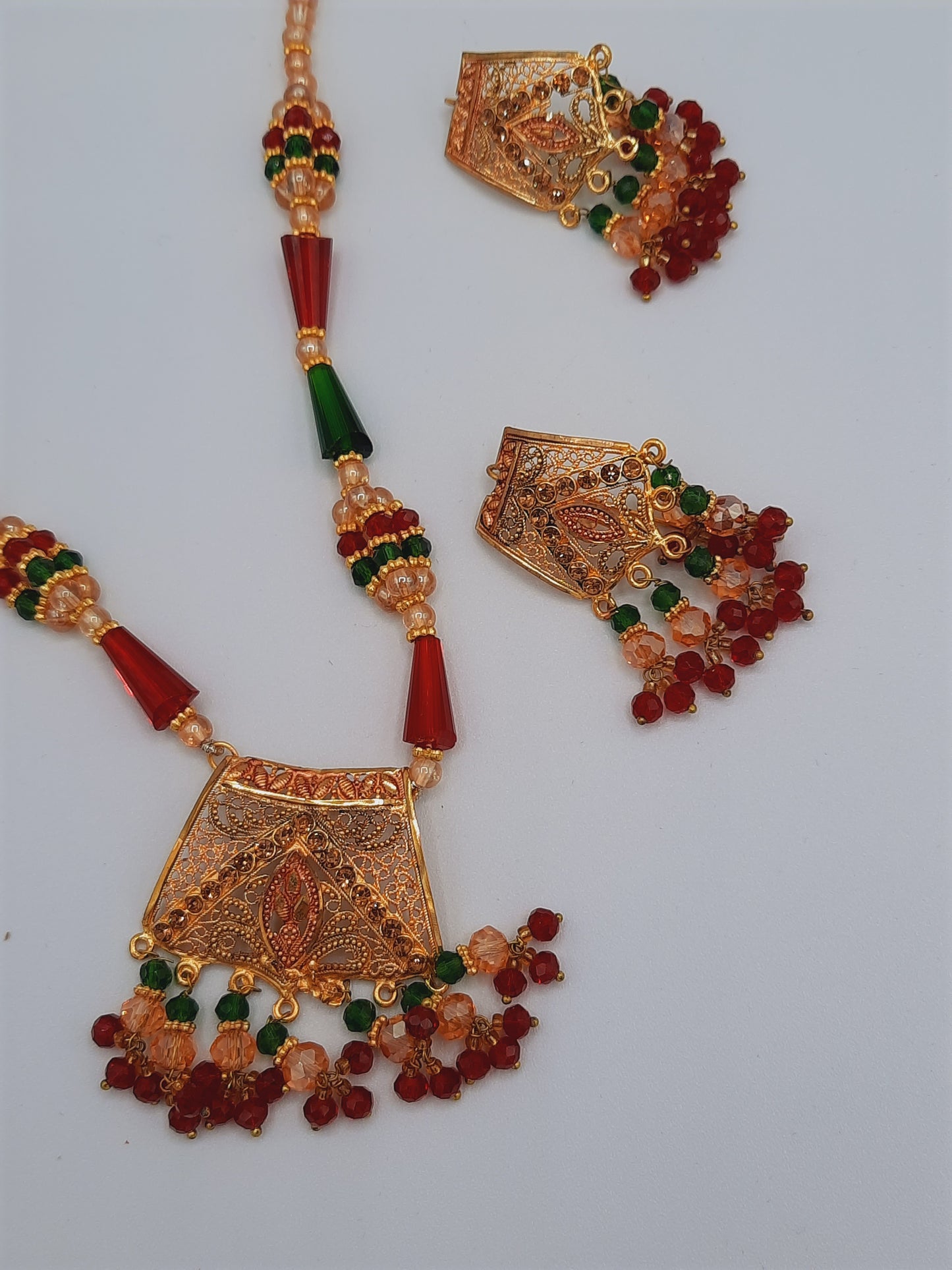 24k gold-plated imitation gold set with red and green combination looks like real gold ideal for gift - NATASHAHS