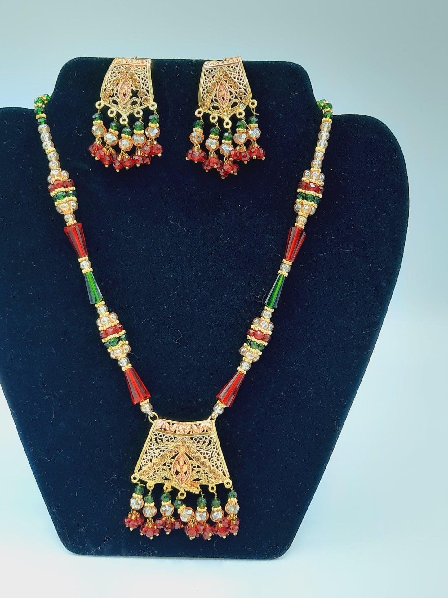 24k gold-plated imitation gold set with red and green combination looks like real gold ideal for gift - NATASHAHS