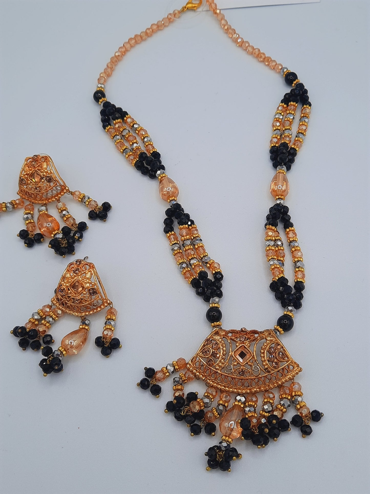 24k gold-plated imitation gold set looks like real gold with black pearls - NATASHAHS