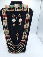 Bridal Jewelry in Golden base with multicolor precious stones