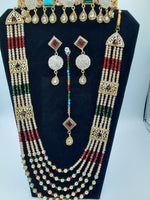 Bridal Jewelry in Golden base with multicolor precious stones