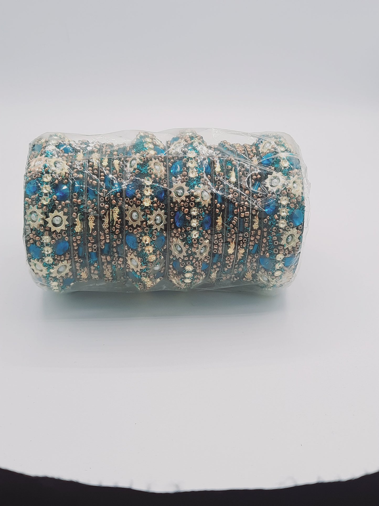 Bangles size 2.60 dia in shades of blue decorated with sequins - NATASHAHS
