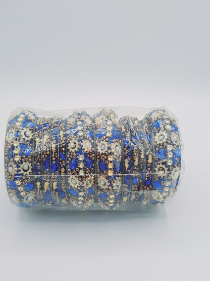 Bangles size 2.60 dia in shades of blue decorated with sequins - NATASHAHS