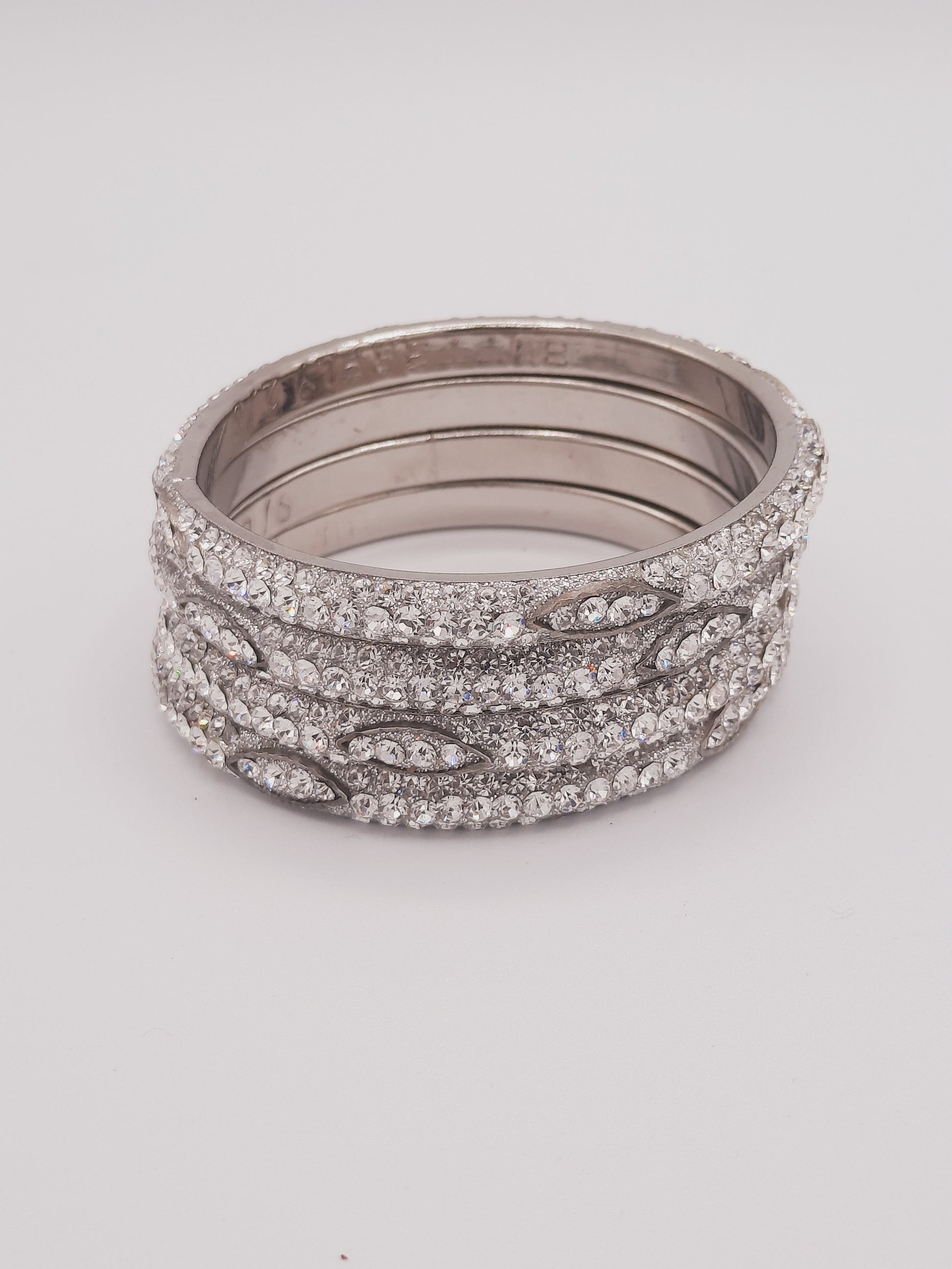 Silver 4 kadas of 2.4 diameter 4 embellished kadas - NATASHAHS