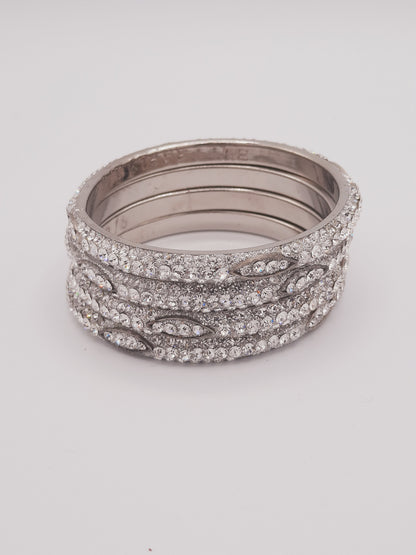 Silver 4 kadas of 2.4 diameter 4 embellished kadas - NATASHAHS