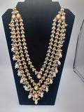 White long maala necklace with pearls and kundanand mughal earrings - NATASHAHS