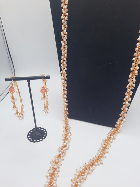 Hoop earrings with Pink semi-precious stones - NATASHAHS