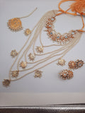 Bridal style kundan long mala kundan choker kundan jhumka and kundan teeka - NATASHAHS