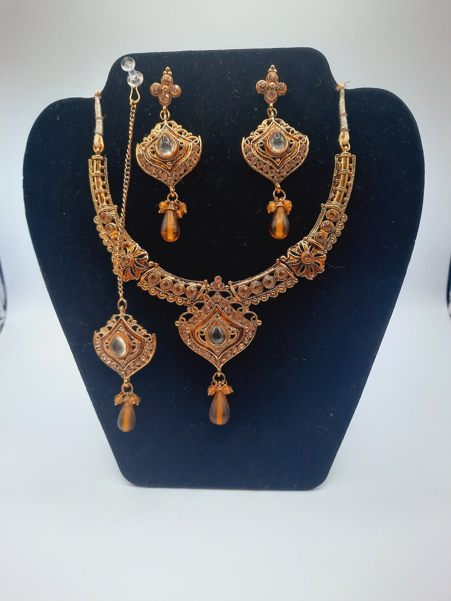 Indian Wedding party jewelry sets in golden base and meena color - NATASHAHS
