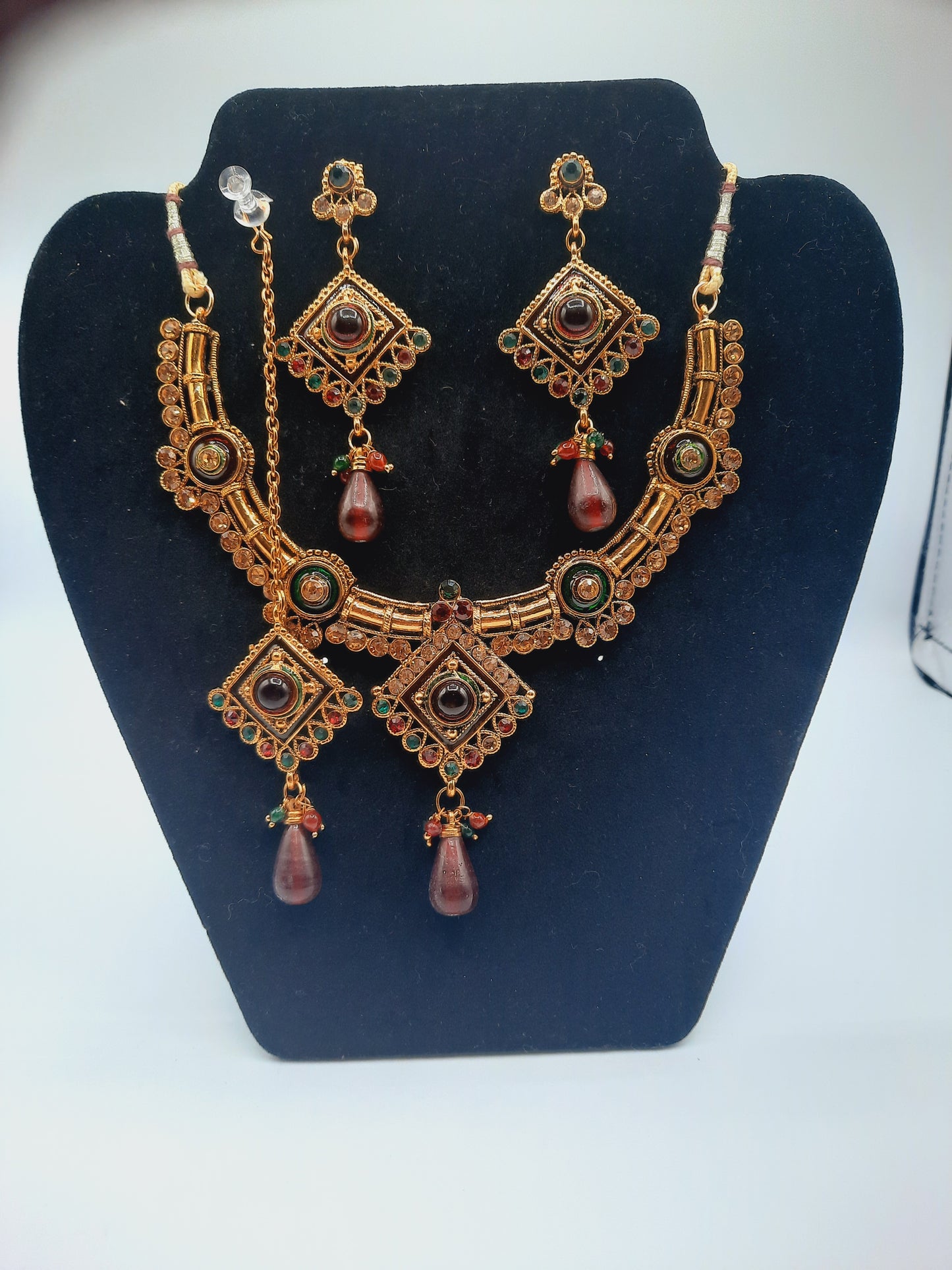 Indian Wedding party jewelry sets in golden base and meena color - NATASHAHS