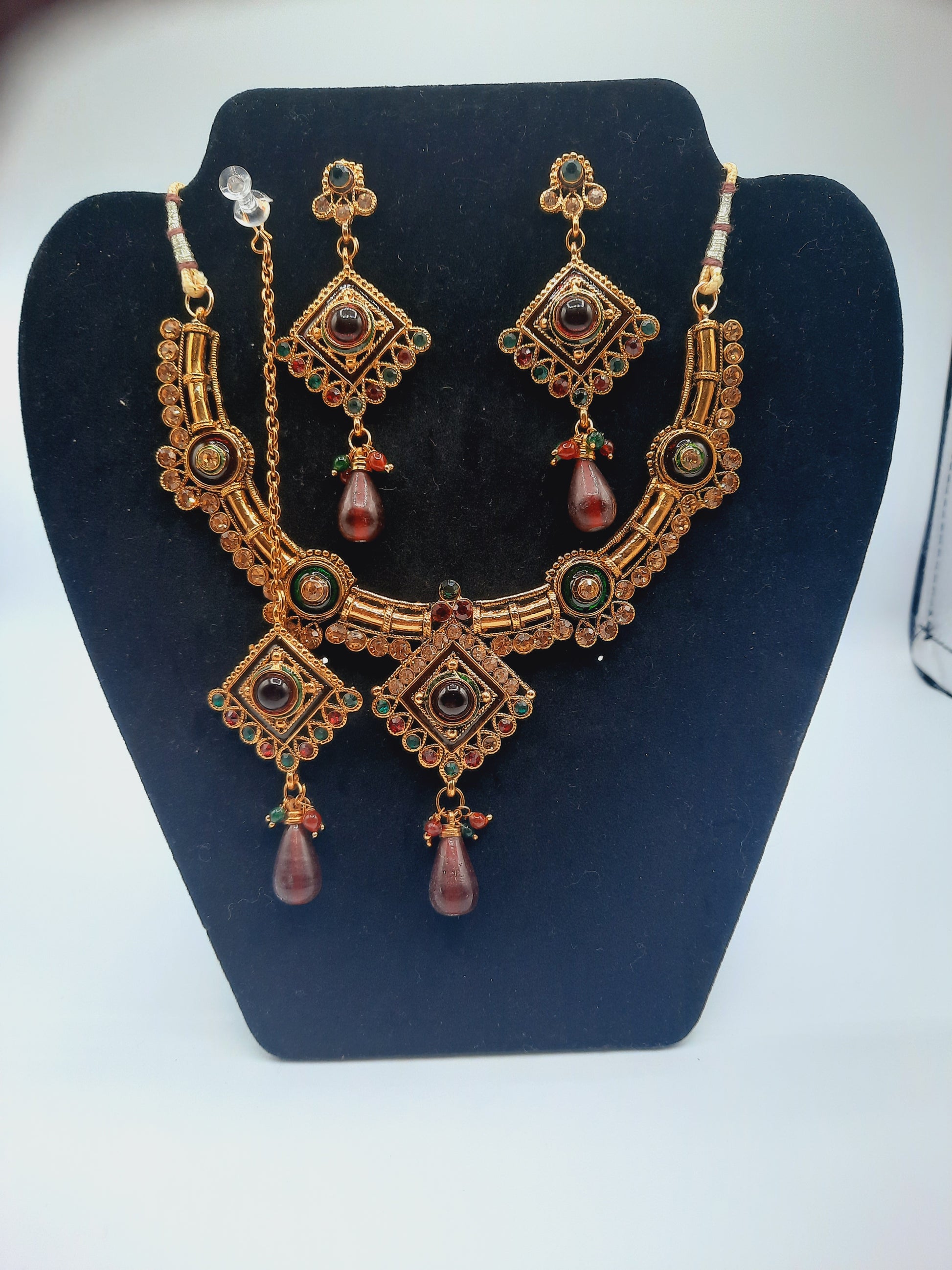 Indian Wedding party jewelry sets in golden base and meena color - NATASHAHS