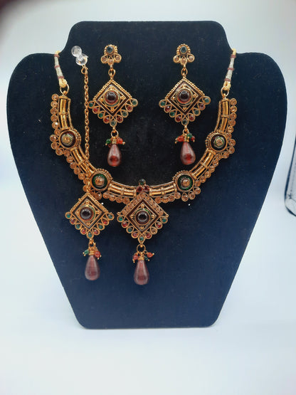 Indian Wedding party jewelry sets in golden base and meena color - NATASHAHS