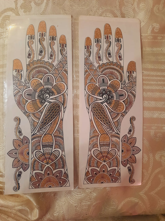 Henna stencils , Stencil for Henna , Mehndi Stencils , Henna tattoo stencils in golden and black henna