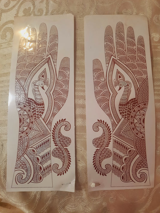 Henna stencils peacock-motif temporary mehndi transfer stickers original mehndi color stencil