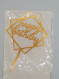 Happy Birthday cake toppers in golden color