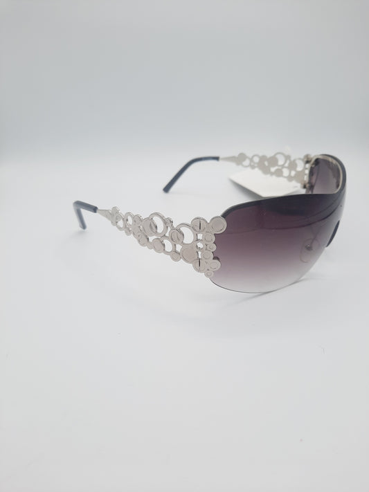 Designer fashion sunglasses with a distinctive decorative design