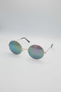Round Rainbow Mirror Sunglasses with Rose Gold Frame