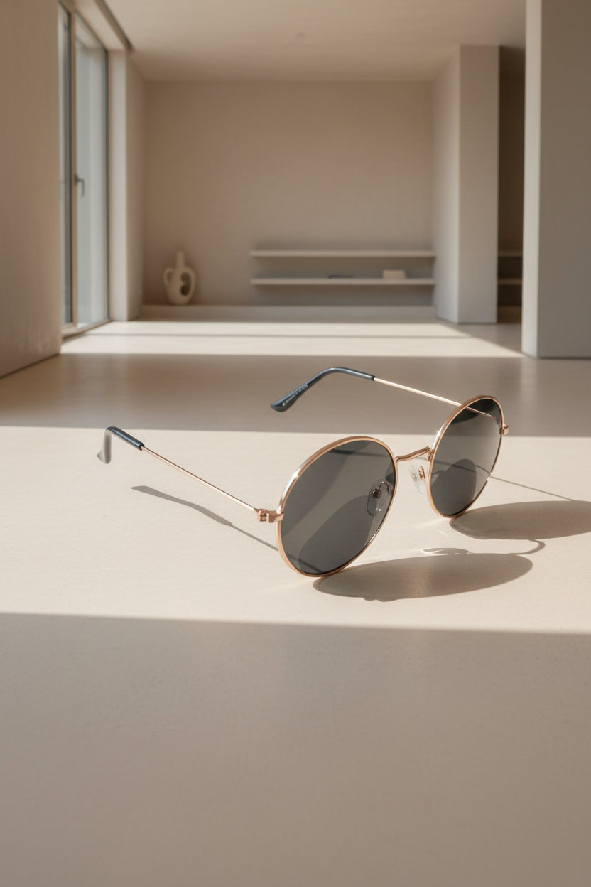 Round Rainbow Mirror Sunglasses with Rose Gold Frame