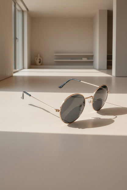 Round Rainbow Mirror Sunglasses with Rose Gold Frame