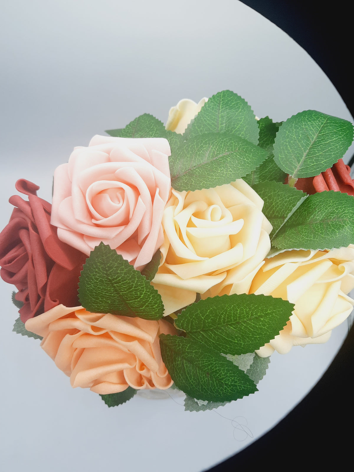 Luxury Artificial Rose Bouquet in White Ceramic Vase – Elegant Gift for Birthday, Anniversary & Home Décor