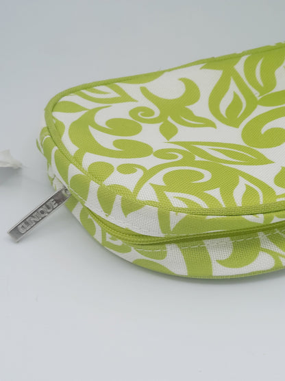 Lime Green and White Leaf Print Cosmetic Case