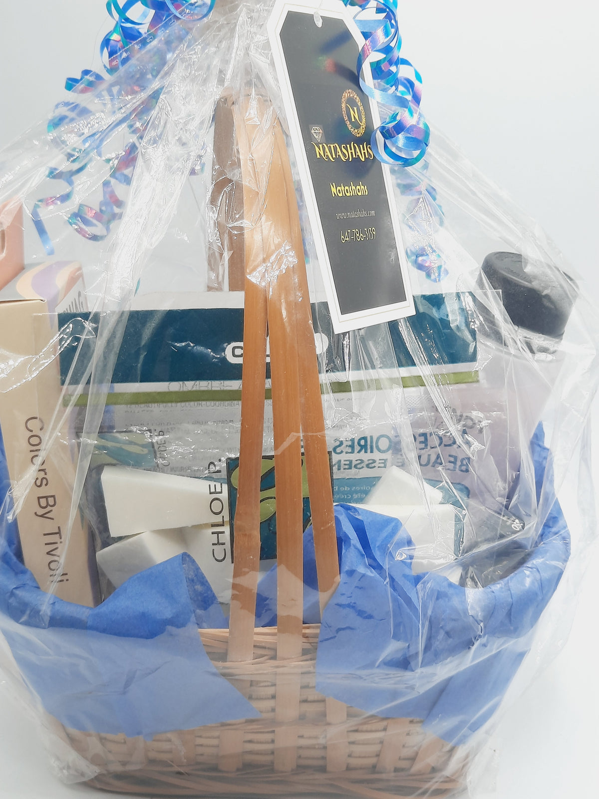 Gift basket with all makeup essentials for a girl to pamper with essential products