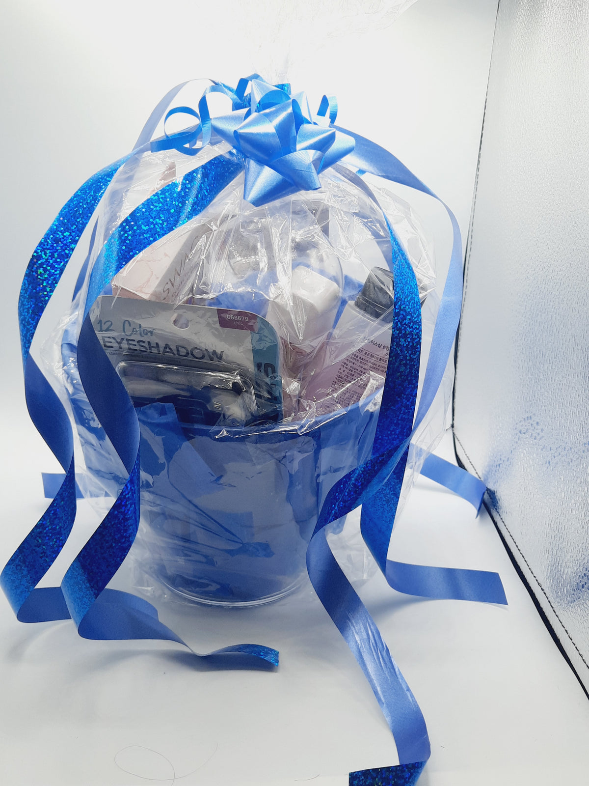 Gift basket with personal care make up items