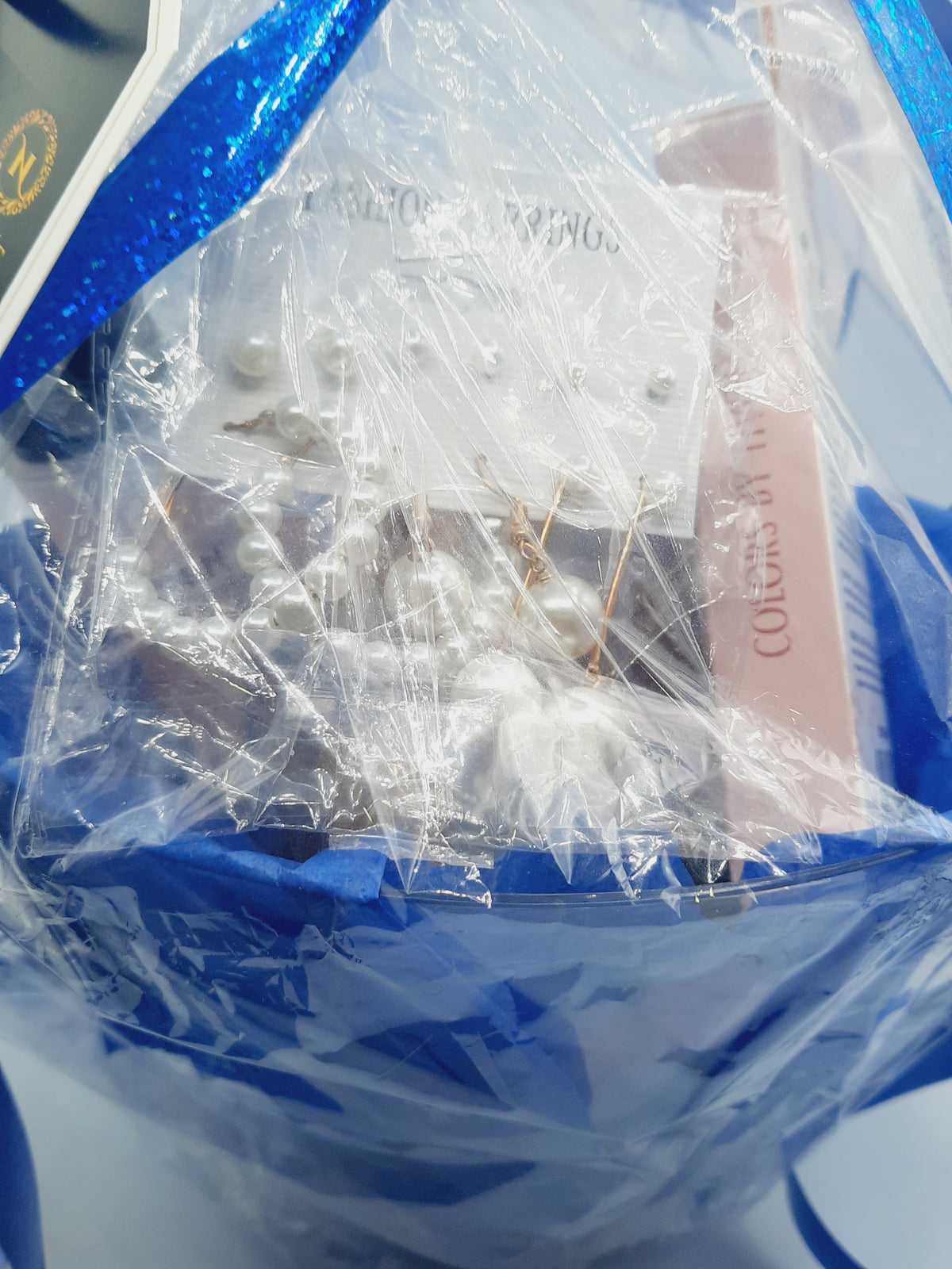 Gift basket with personal care make up items