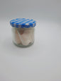 Makeup sponge in glass container approx 10 pieces