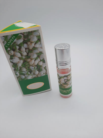 Al-Canpeps Attar Full (Jasmine) Concentrated Perfume Oil is a traditional Arabian-style pocket fragrance. Formulated using plant-derived essential oils, it captures a highly vibrant and sweet floral profile centered on fresh jasmine blossoms
