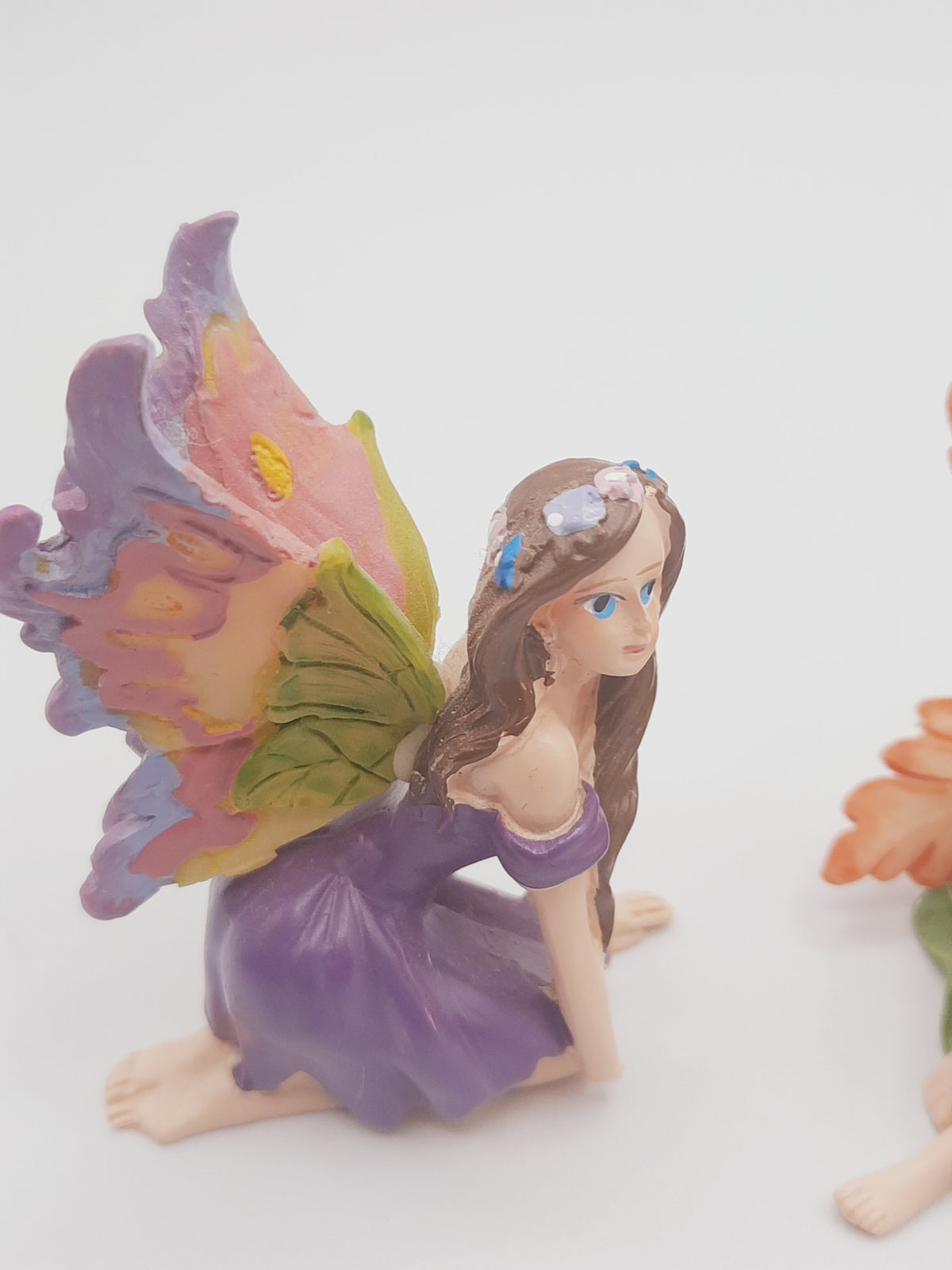 Three miniature fairy figurines styled perfectly for use as whimsical birthday or wedding cake toppers / cake decor