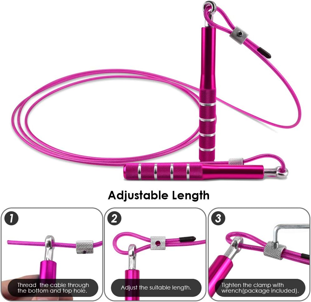PACETAP Jump Rope, Adjustable Steel Wire Skipping Rope, Workout for Double Unders, Cross Fitness, Boxing, Exercise, Professional Speed Rope with Swivel Ball Bearing for Men & Women