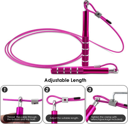 PACETAP Jump Rope, Adjustable Steel Wire Skipping Rope, Workout for Double Unders, Cross Fitness, Boxing, Exercise, Professional Speed Rope with Swivel Ball Bearing for Men & Women
