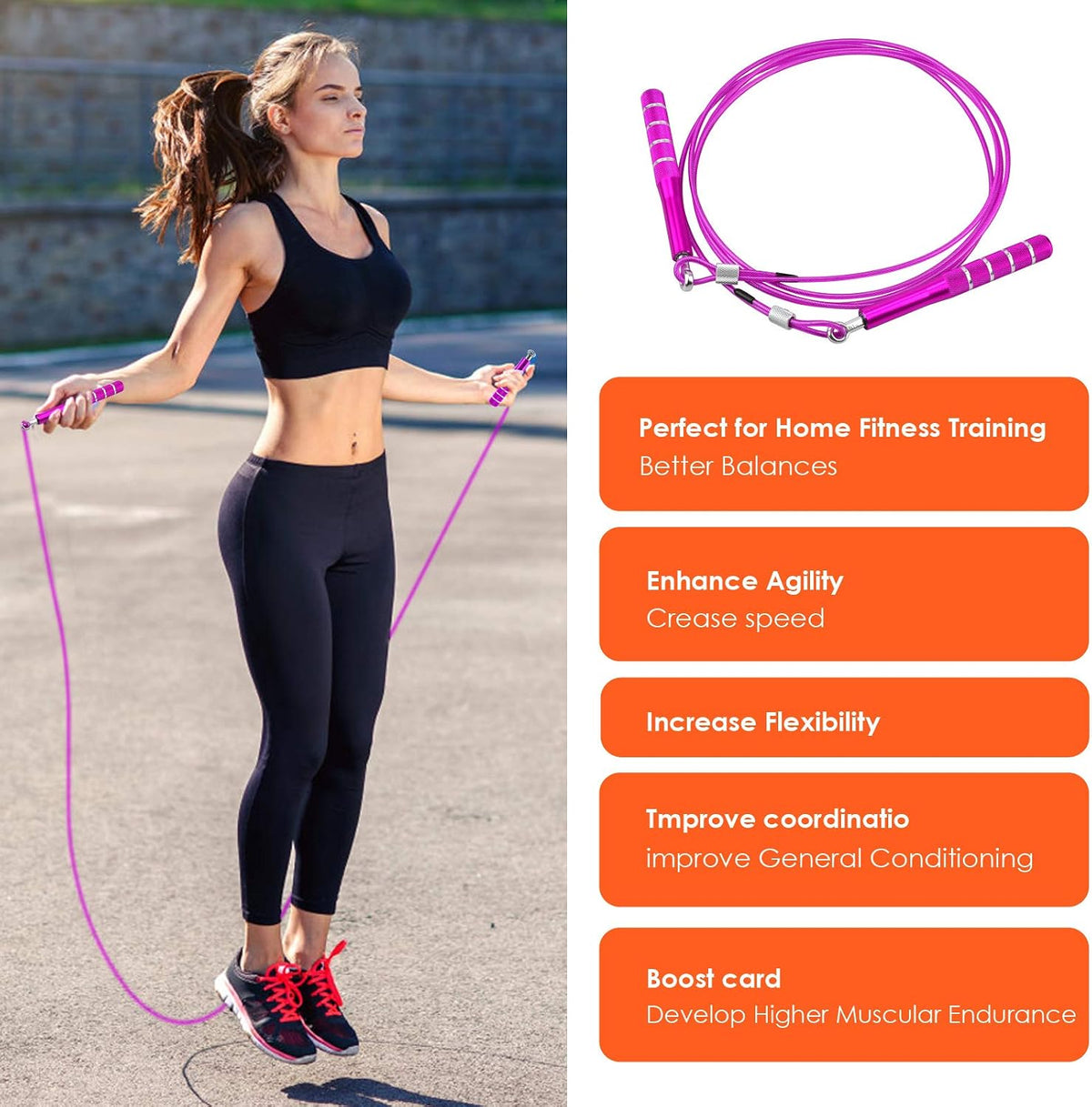 PACETAP Jump Rope, Adjustable Steel Wire Skipping Rope, Workout for Double Unders, Cross Fitness, Boxing, Exercise, Professional Speed Rope with Swivel Ball Bearing for Men & Women